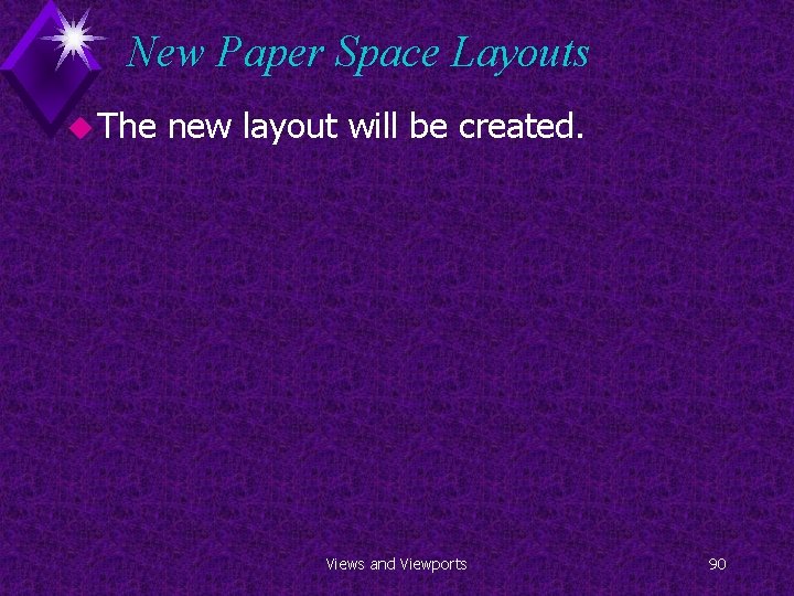 New Paper Space Layouts u The new layout will be created. Views and Viewports