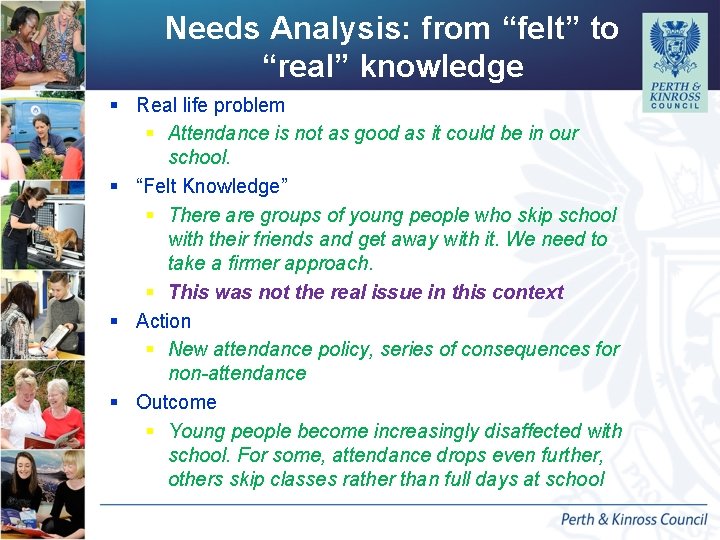 Needs Analysis: from “felt” to “real” knowledge § Real life problem § Attendance is Needs Analysis: from “felt” to “real” knowledge § Real life problem § Attendance is