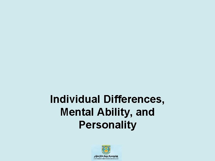 Individual Differences, Mental Ability, and Personality 