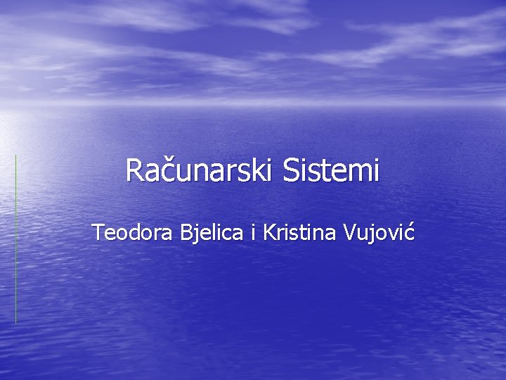 Računarski Sistemi Teodora Bjelica i Kristina Vujović 