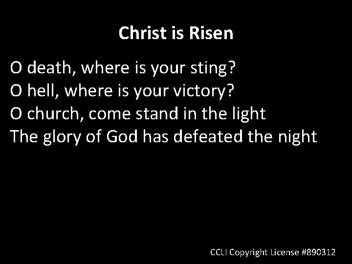 Christ is Risen O death, where is your sting? O hell, where is your