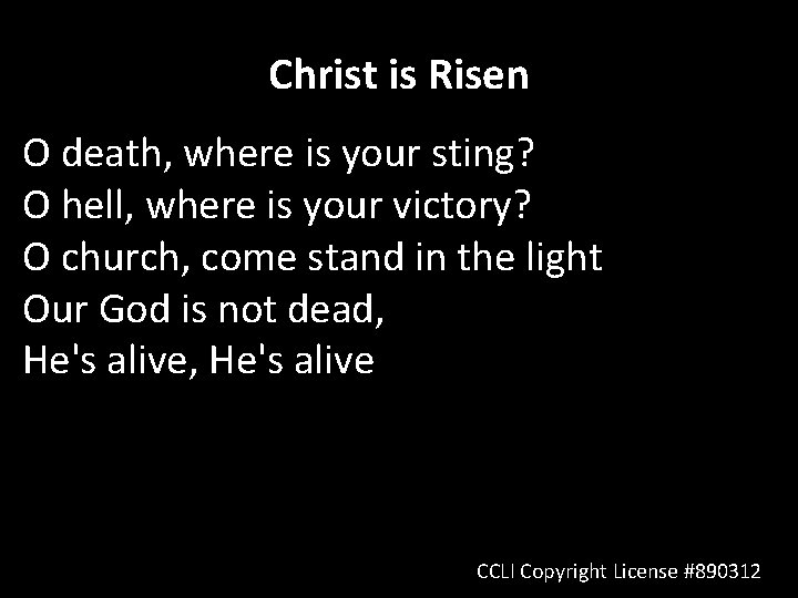 Christ is Risen O death, where is your sting? O hell, where is your