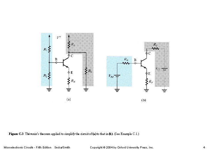 Figure C. 3 Thévenin’s theorem applied to simplify the circuit of (a) to that