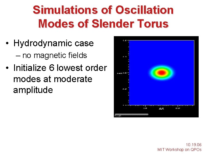 Simulations of Oscillation Modes of Slender Torus • Hydrodynamic case – no magnetic fields