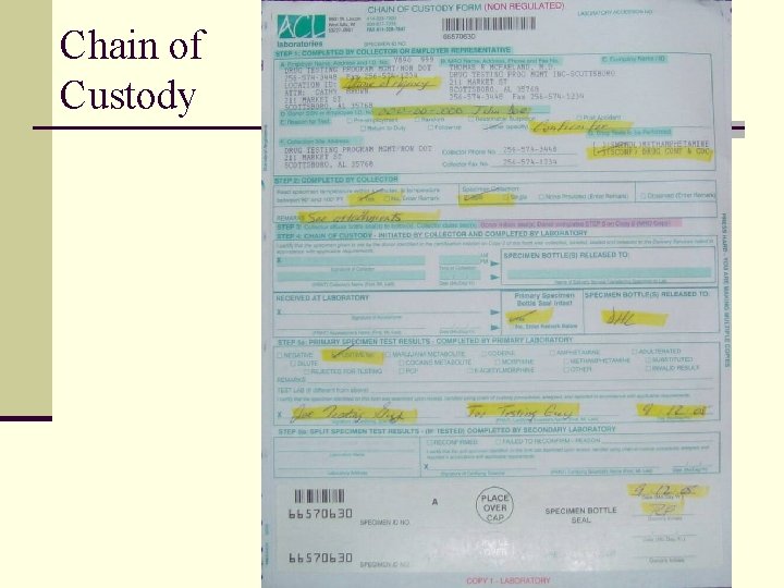 Chain of Custody 