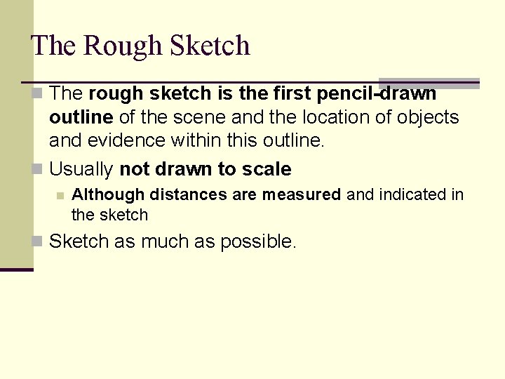 The Rough Sketch n The rough sketch is the first pencil-drawn outline of the