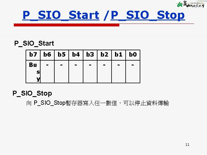 P_SIO_Start /P_SIO_Stop P_SIO_Start b 7 b 6 Bu s y b 5 b 4