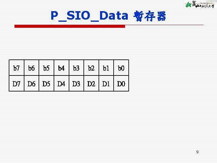 P_SIO_Data 暫存器 b 7 b 6 b 5 b 4 b 3 b 2