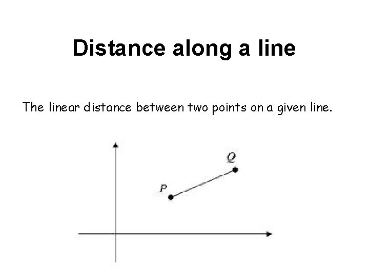 Distance along a line The linear distance between two points on a given line.
