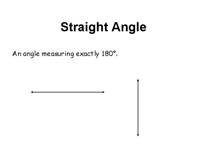 Straight Angle An angle measuring exactly 180°. 