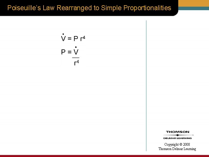 Poiseuille’s Law Rearranged to Simple Proportionalities • Copyright © 2008 Thomson Delmar Learning 