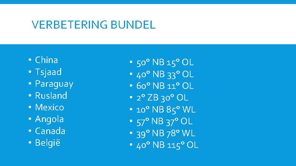 VERBETERING BUNDEL • • China Tsjaad Paraguay Rusland Mexico Angola Canada België • • VERBETERING BUNDEL • • China Tsjaad Paraguay Rusland Mexico Angola Canada België • •