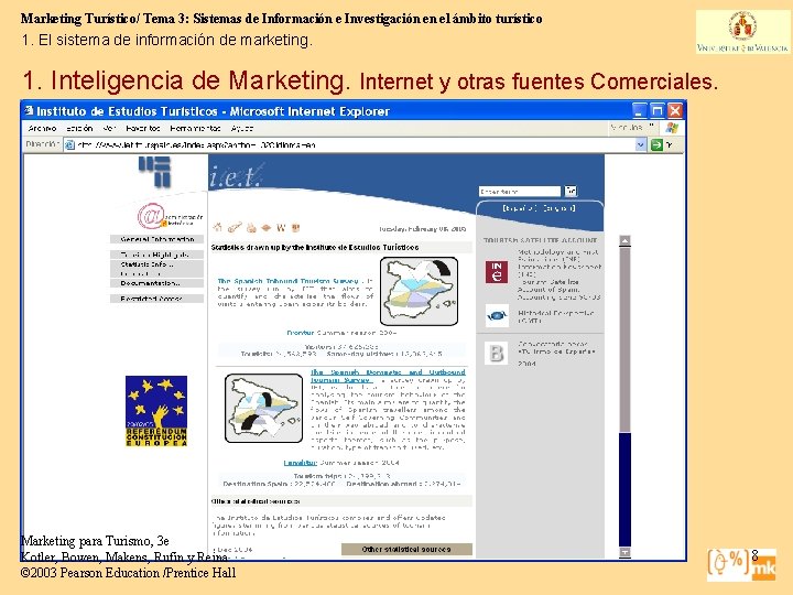 Marketing Turístico/ Tema 3: Sistemas de Información e Investigación en el ámbito turístico 1.