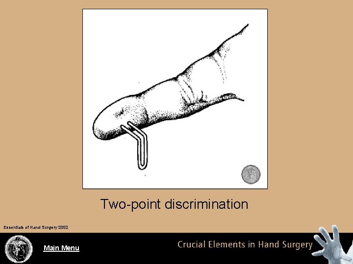 Two-point discrimination Essentials of Hand Surgery 2002 Main Menu 