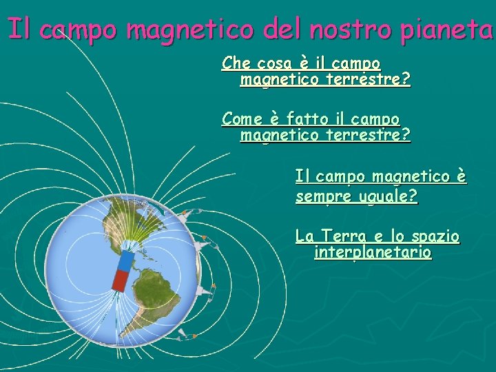 Il campo magnetico del nostro pianeta Che cosa è il campo magnetico terrestre? Come