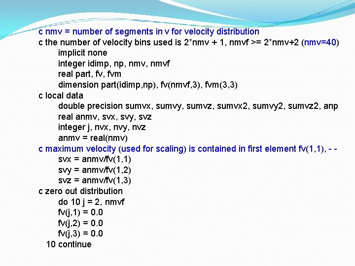 c nmv = number of segments in v for velocity distribution c the number