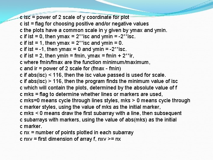 c isc = power of 2 scale of y coordinate for plot c ist