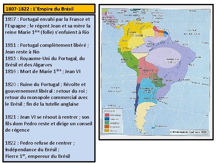 1807 -1822 : L’Empire du Brésil 1807 : Portugal envahi par la France et