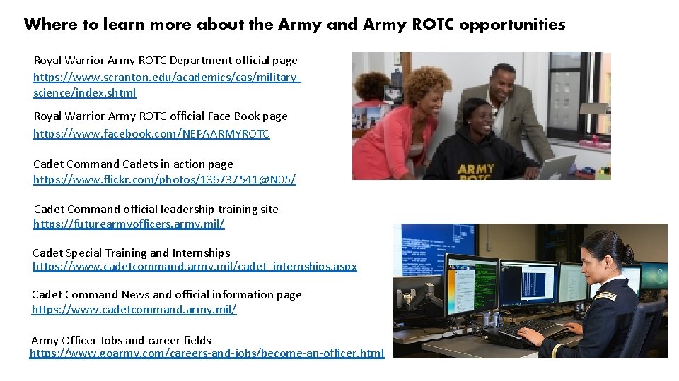 Where to learn more about the Army and Army ROTC opportunities Royal Warrior Army