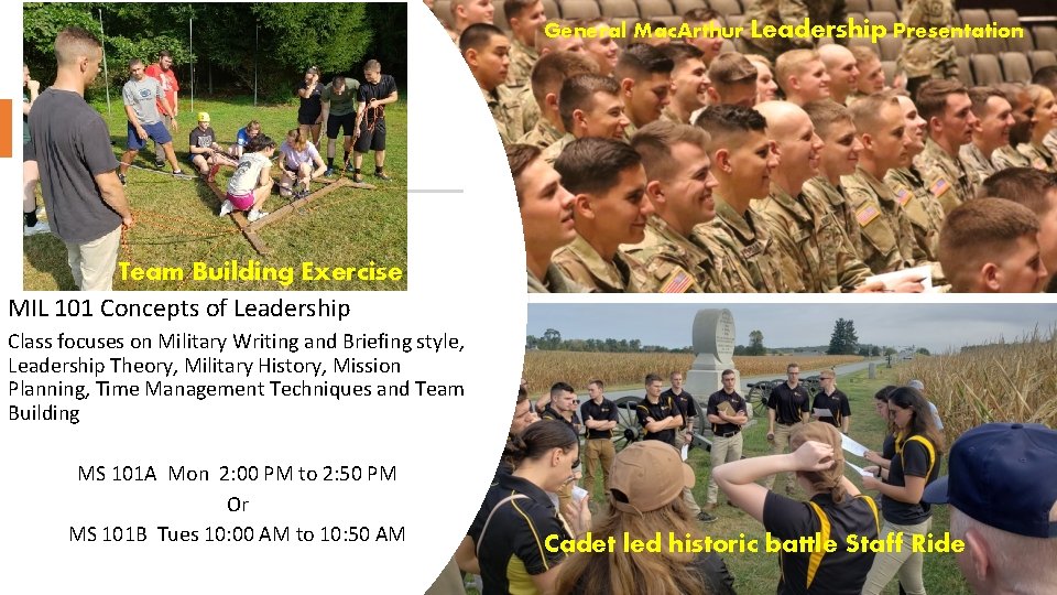 General Mac. Arthur Leadership Presentation Team Building Exercise MIL 101 Concepts of Leadership Class