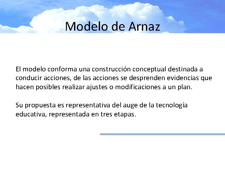 Modelo de Arnaz El modelo conforma una construcción conceptual destinada a conducir acciones, de