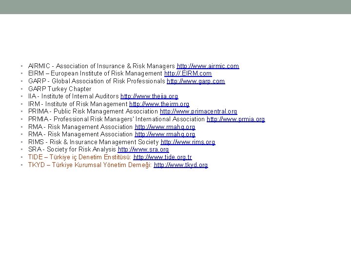  • • • • AIRMIC - Association of Insurance & Risk Managers http: