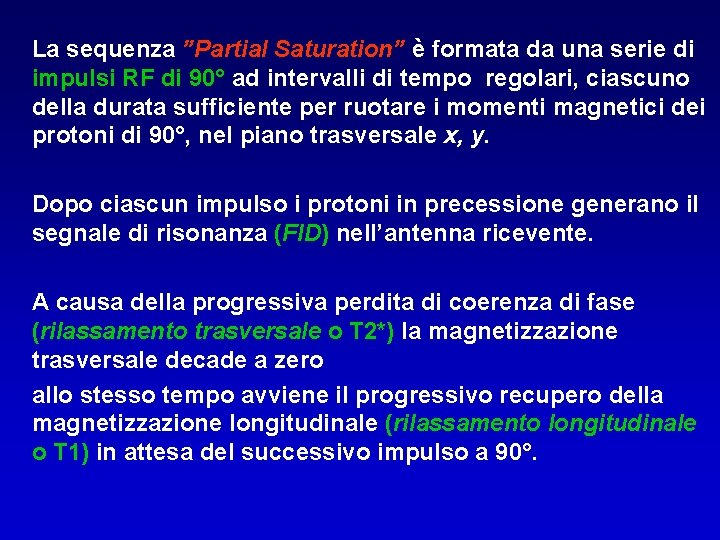 La sequenza ”Partial Saturation” è formata da una serie di impulsi RF di 90°