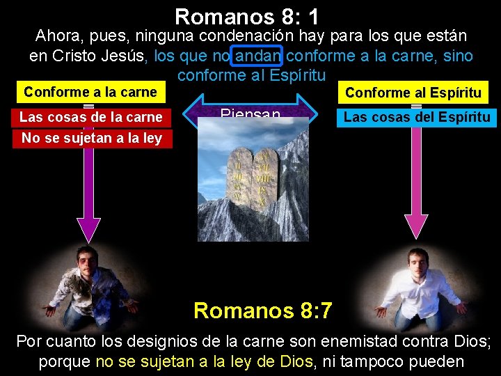 Romanos 8: 1 Ahora, pues, ninguna condenación hay para los que están en Cristo