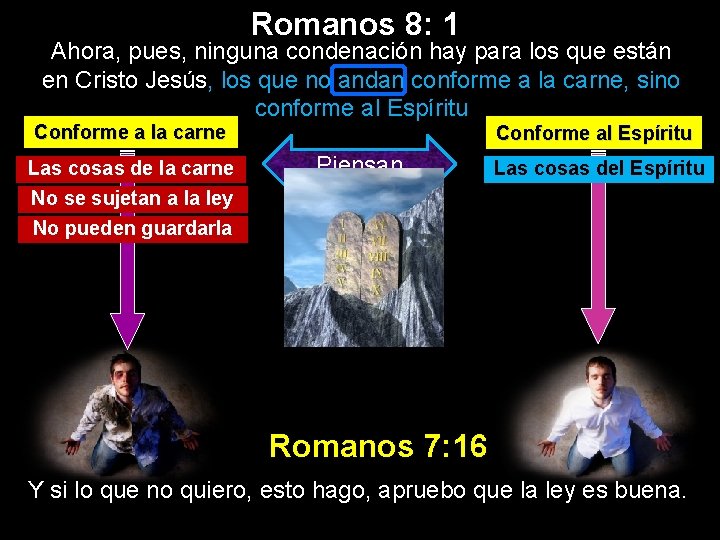 Romanos 8: 1 Ahora, pues, ninguna condenación hay para los que están en Cristo Romanos 8: 1 Ahora, pues, ninguna condenación hay para los que están en Cristo