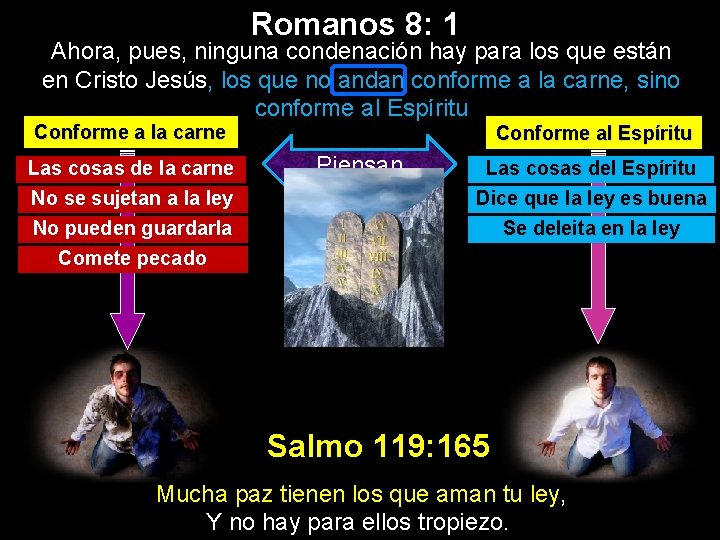 Romanos 8: 1 Ahora, pues, ninguna condenación hay para los que están en Cristo