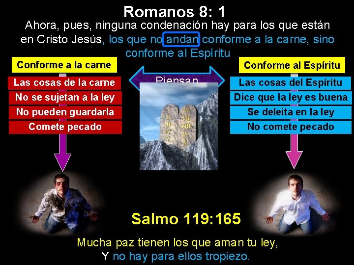 Romanos 8: 1 Ahora, pues, ninguna condenación hay para los que están en Cristo