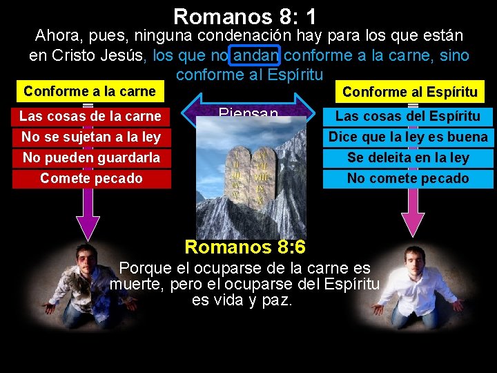 Romanos 8: 1 Ahora, pues, ninguna condenación hay para los que están en Cristo