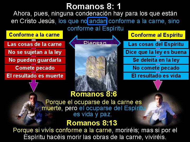 Romanos 8: 1 Ahora, pues, ninguna condenación hay para los que están en Cristo