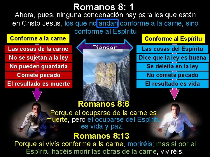 Romanos 8: 1 Ahora, pues, ninguna condenación hay para los que están en Cristo