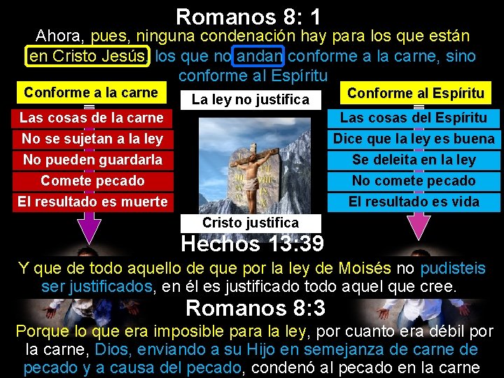 Romanos 8: 1 Ahora, pues, ninguna condenación hay para los que están en Cristo