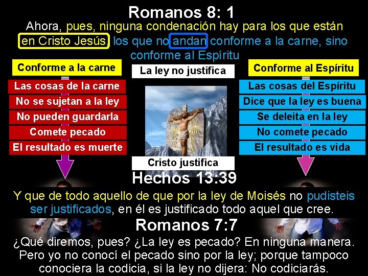 Romanos 8: 1 Ahora, pues, ninguna condenación hay para los que están en Cristo