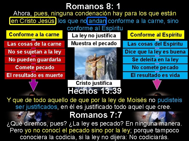 Romanos 8: 1 Ahora, pues, ninguna condenación hay para los que están en Cristo