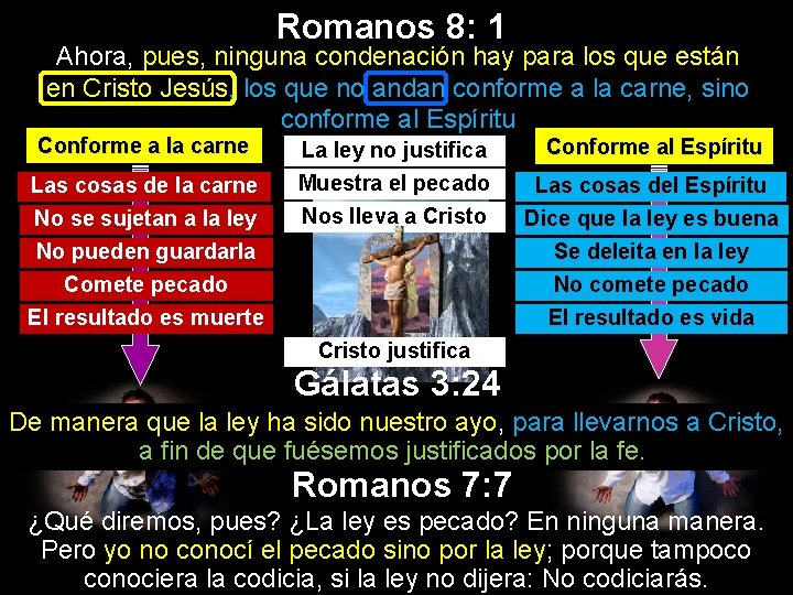 Romanos 8: 1 Ahora, pues, ninguna condenación hay para los que están en Cristo