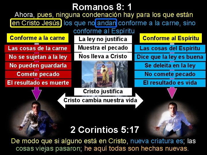 Romanos 8: 1 Ahora, pues, ninguna condenación hay para los que están en Cristo Romanos 8: 1 Ahora, pues, ninguna condenación hay para los que están en Cristo
