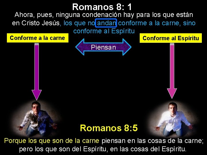 Romanos 8: 1 Ahora, pues, ninguna condenación hay para los que están en Cristo