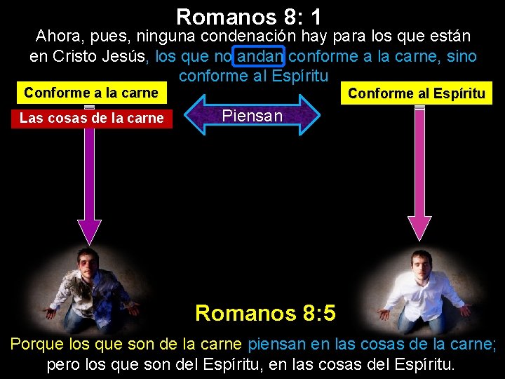 Romanos 8: 1 Ahora, pues, ninguna condenación hay para los que están en Cristo