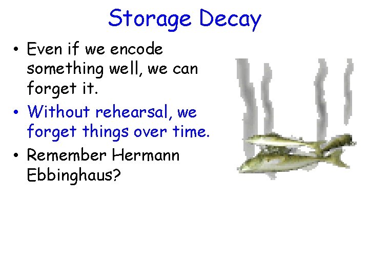 Storage Decay • Even if we encode something well, we can forget it. •