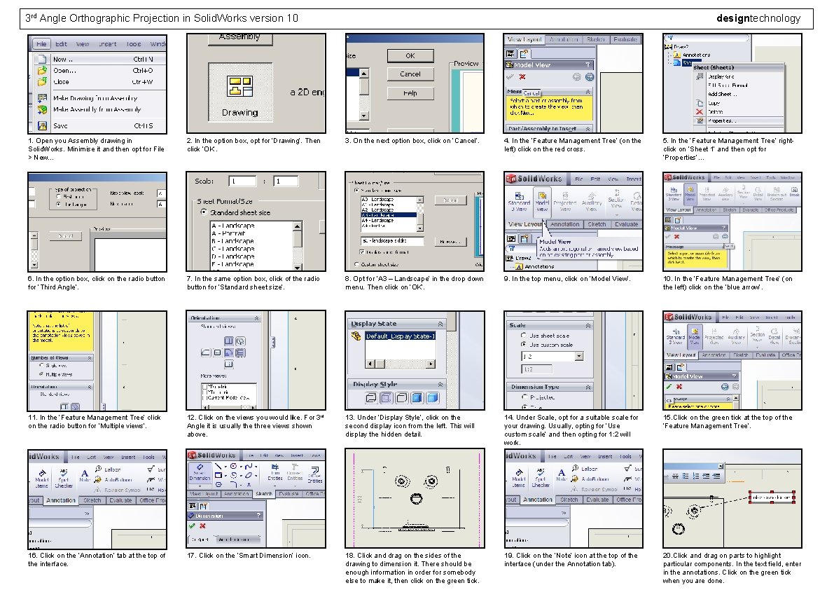 3 rd Angle Orthographic Projection in Solid. Works version 10 designtechnology 1. Open you