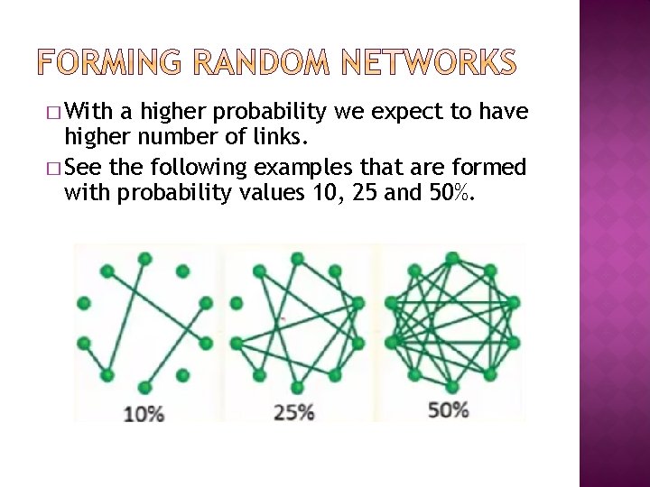 � With a higher probability we expect to have higher number of links. � � With a higher probability we expect to have higher number of links. �