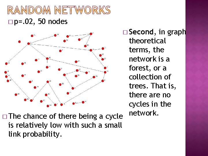 � p=. 02, 50 nodes � Second, in graph theoretical terms, the network is � p=. 02, 50 nodes � Second, in graph theoretical terms, the network is