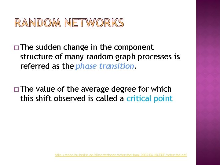 � The sudden change in the component structure of many random graph processes is � The sudden change in the component structure of many random graph processes is