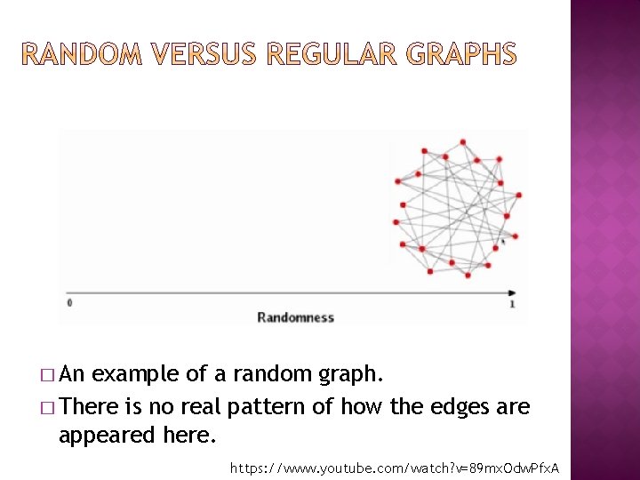 � An example of a random graph. � There is no real pattern of � An example of a random graph. � There is no real pattern of