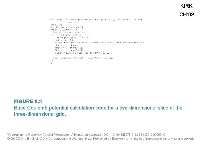 KIRK CH: 09 FIGURE 9. 3 Base Coulomb potential calculation code for a two-dimensional