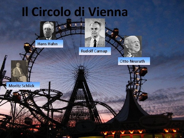 Il Circolo di Vienna Hans Hahn Rudolf Carnap Otto Neurath Moritz Schlick 