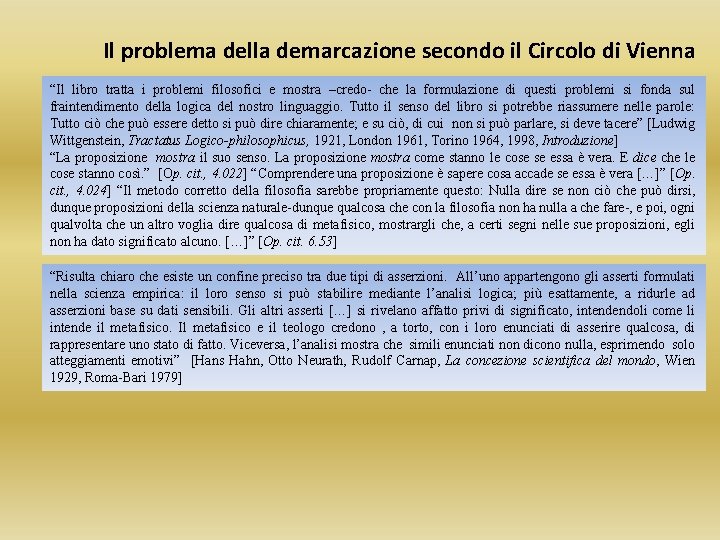 Il problema della demarcazione secondo il Circolo di Vienna “Il libro tratta i problemi